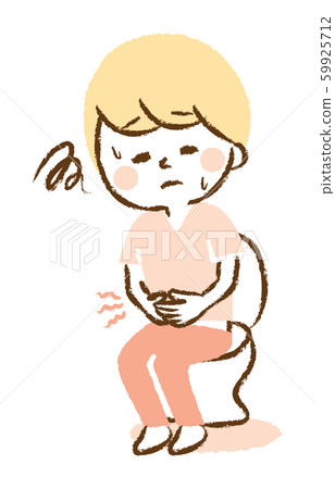 腹部疼痛上廁所的年輕女子手繪插圖 腹部疼痛上廁所的年輕女子手繪插圖 59925712