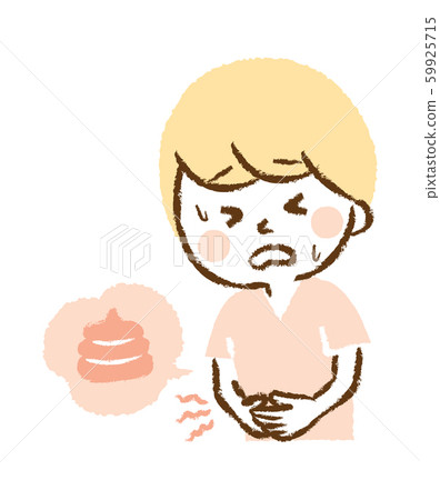 腹部疼痛耐心的年輕人手繪插圖 59925715