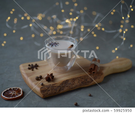 Indian masala chai tea, spiced tea with milk on 59925950