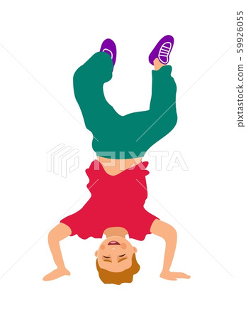 Boy upside down on his hands. Color flat vector 59926055