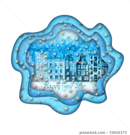 Happy new year watercolor greeting card design. 59926575