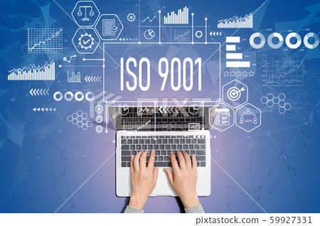 ISO 9001 concept with person using laptop ISO 9001 concept with person using laptop 59927331