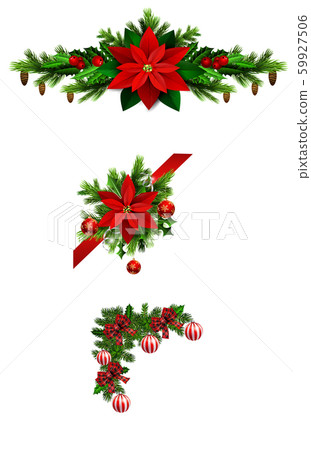 Christmas decorations with fir tree collection isolated Christmas decorations with fir tree collection isolated 59927506
