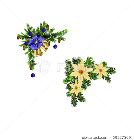 Christmas decorations with fir tree golden jingle bells Christmas decorations with fir tree golden jingle bells 59927509