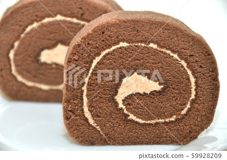 巧克力蛋糕卷/蛋糕卷/橫截面 巧克力蛋糕卷/蛋糕卷/橫截面 59928209