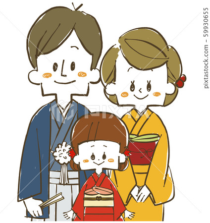 和服家庭父母兒童微笑 59930655