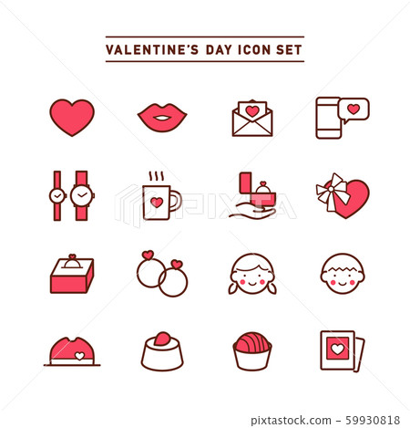 VALENTINE’S DAY ICON SET 59930818