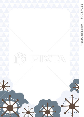 Indigo and light blue plum blossom winter message card 59932933