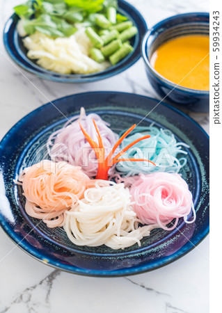 noodles with fish curry sauce and vegetable noodles with fish curry sauce and vegetable 59934243