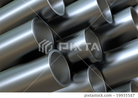 Steel pipes of isolated on white background. Glossy 3d rendering steel tubes design 59935587