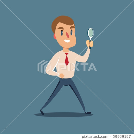 Manager character looking through a magnifying glass. 59939197
