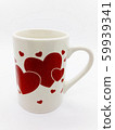 White mug with red heart  isolated on white 59939341