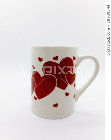 White mug with red heart  isolated on white 59939344