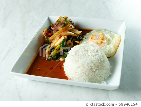 Stir Fried Crispy Pork and Chili Paste with Rice , 59940154
