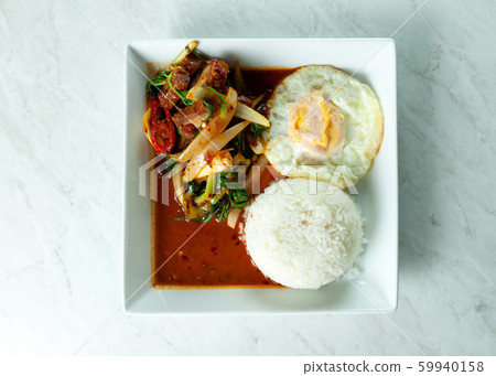 Stir Fried Crispy Pork and Chili Paste with Rice , Stir Fried Crispy Pork and Chili Paste with Rice , 59940158