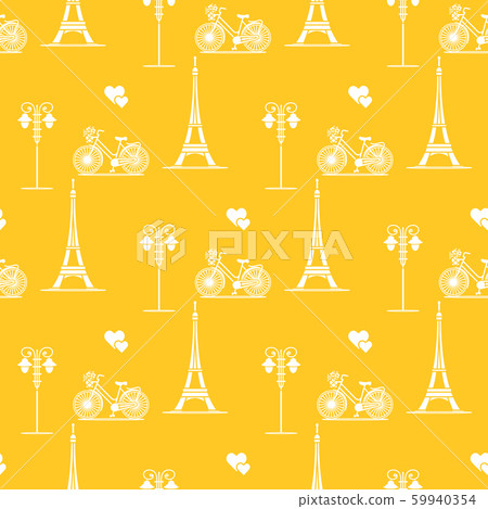 Paris Seamless pattern. Symbols and landmarks. Paris Seamless pattern. Symbols and landmarks. 59940354