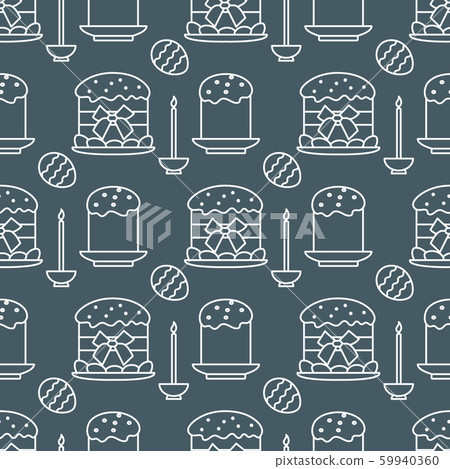 Seamless pattern with Easter cakes, candle, eggs 59940360