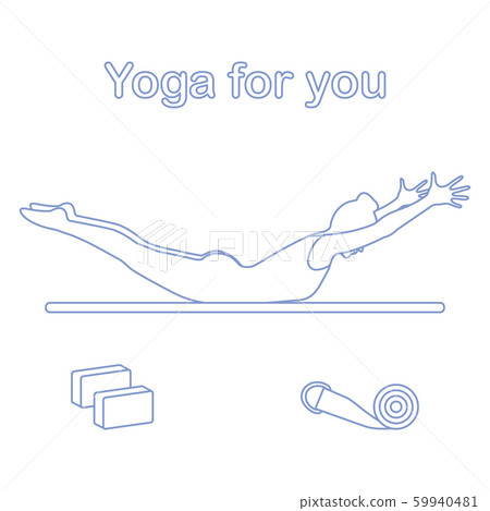 Sport Woman in yoga pose, blocks, belt for yoga. 59940481