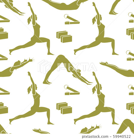 Sports seamless pattern with women doing yoga Sports seamless pattern with women doing yoga 59940522