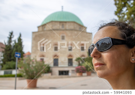 Pretty woman with sunglasses in Hungarian city Pretty woman with sunglasses in Hungarian city 59941093
