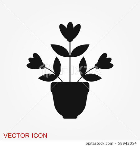 Flowerpot icon, vectorized plants in a pot, flower Flowerpot icon, vectorized plants in a pot, flower 59942054