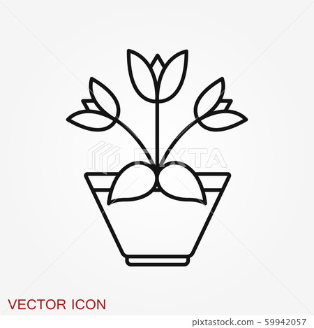 Flowerpot icon, vectorized plants in a pot, flower 59942057