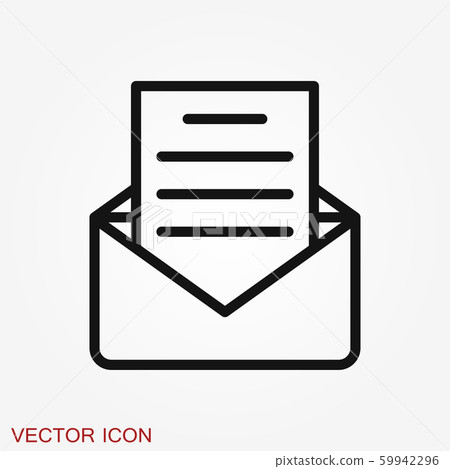 Envelope icon, vector mail envelope and letter - Stock Illustration ...