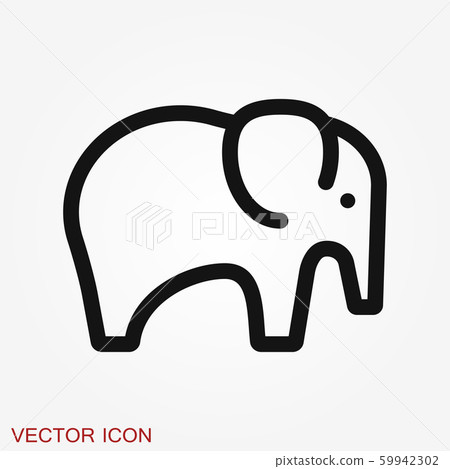 Elephant icon, vector logo line art illustration 59942302