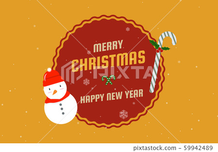 Christmas and New Year Backgrounds Retro Vintage Card. Snow xmass tree market old town. Flat cartoon style vector illustration greeting card poster banner. Christmas and New Year Backgrounds Retro Vintage Card. Snow xmass tree market old town. Flat cartoon style vector illustration greeting card poster banner. 59942489