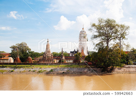 Ayutthaya ancient Buddhist pagodas in Wat Putthaisawan historic Temple 59942663