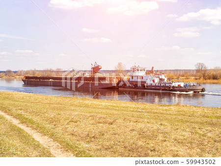 Extraction of construction river sand using a special vessel dredger, industrial, system, raw material Extraction of construction river sand using a special vessel dredger, industrial, system, raw material 59943502