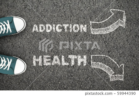 Man is choosing between addiction and health Man is choosing between addiction and health 59944390