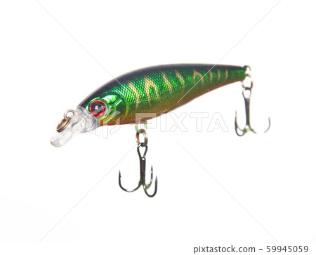 Fishing bait tackle and baubles for fishing on a white background, ISOLATE, wobbler 59945059