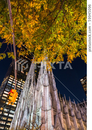 New York St. Patrick's Church, Manhattan at night 59945096