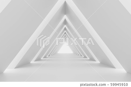Generic architectural elements white modern triangular shaped room 3d render illustration 59945910