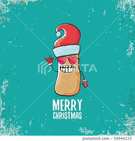 vector funky comic cartoon cute smiling santa claus potato character with red santa hat and 59946123