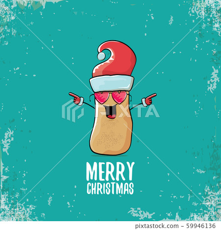 vector funky comic cartoon cute smiling santa claus potato character with red santa hat and vector funky comic cartoon cute smiling santa claus potato character with red santa hat and 59946136