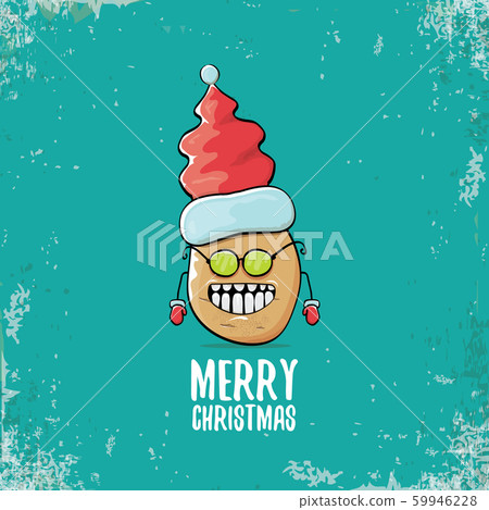 vector funky comic cartoon cute smiling santa claus potato character with red santa hat and vector funky comic cartoon cute smiling santa claus potato character with red santa hat and 59946228
