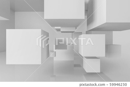 abstact white modern architecture background with white cubes 3d illustration render abstact white modern architecture background with white cubes 3d illustration render 59946230