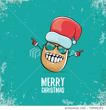 vector funky comic cartoon cute smiling santa claus potato character with red santa hat and 59946263