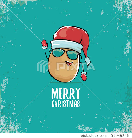 vector funky comic cartoon cute smiling santa claus potato character with red santa hat and vector funky comic cartoon cute smiling santa claus potato character with red santa hat and 59946296