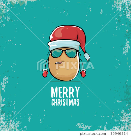 vector funky comic cartoon cute smiling santa claus potato character with red santa hat and 59946314
