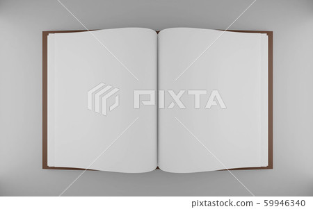 Blank empty opened book isolated on grey 3d render illustration 59946340