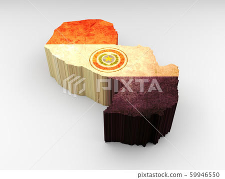 Paraguay 3d textured map with a Paraguayan flag 59946550