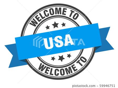 usa stamp. welcome to usa blue sign 59946751
