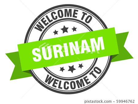 Surinam stamp. welcome to Surinam green sign-插圖素材 [59946762] - PIXTA圖庫