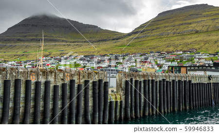 Klaksvik city houses from the port, Faroe Islands, Denmark Klaksvik city houses from the port, Faroe Islands, Denmark 59946833