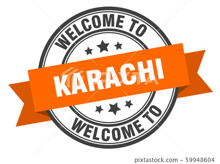 Karachi stamp. welcome to Karachi orange sign Karachi stamp. welcome to Karachi orange sign 59948604