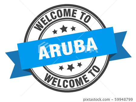 Aruba stamp. welcome to Aruba blue sign 59948799