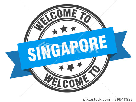 Singapore stamp. welcome to Singapore blue sign 59948885